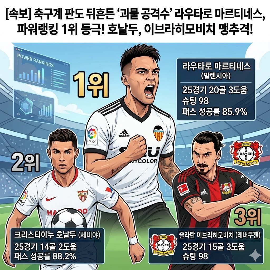라우타로 마르티네스 선수 파워랭킹 1위 등극호날두